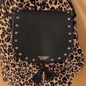 Victoria's Secret Black Leather Gold Stud Purse